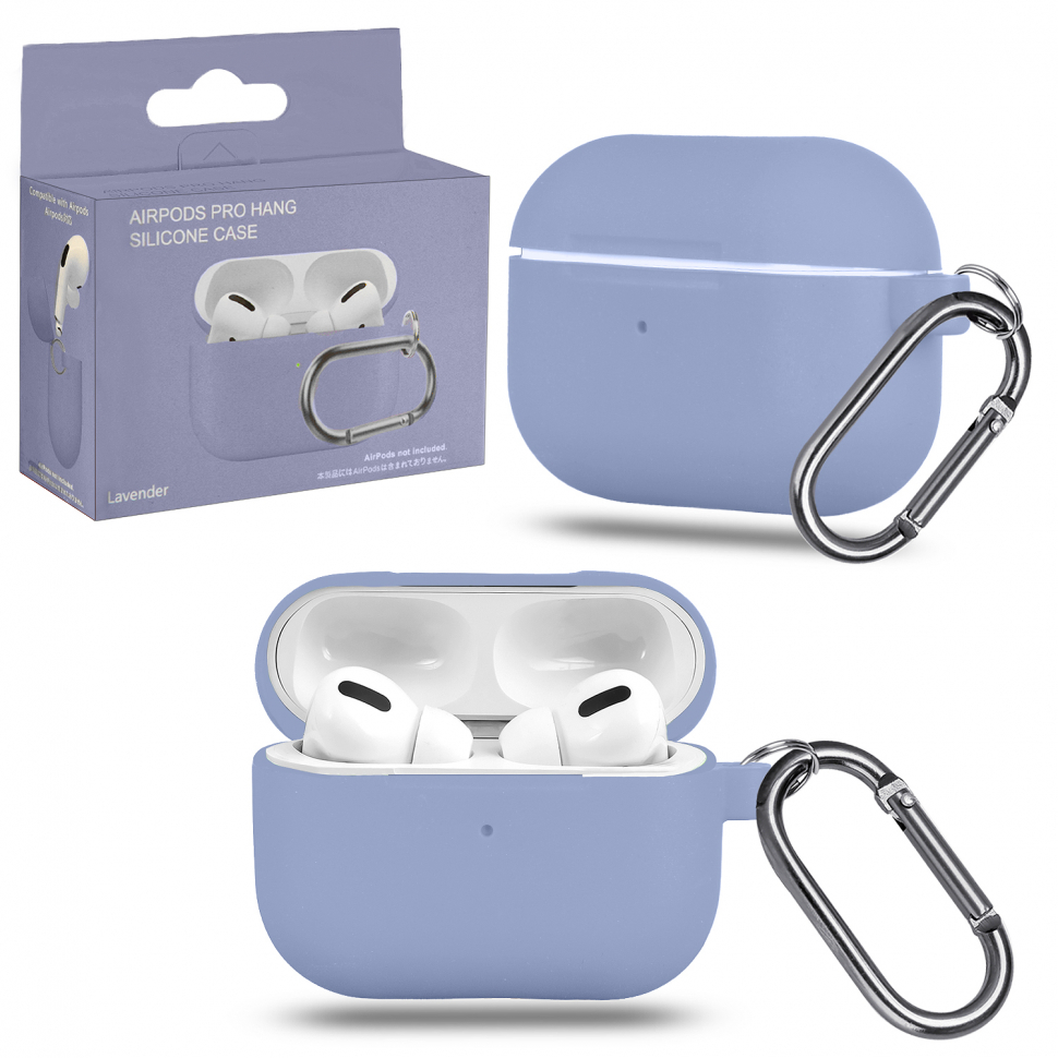 Чехол Airpods Pro Hang Silicon Сase с карабином Lavender