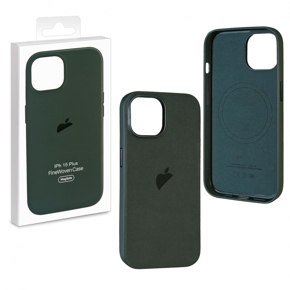 Чехол iPhone 15 Plus Fine Woven Case  Evergreen (MagSafe + анимация NFC Clear) c LOGO